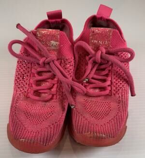 Steve Madden SM NY90 Baby Girls 12M Pink Rhinestone Glitter Knit Sneakers Shoes